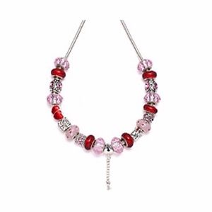 Red & pink murano glass bead necklace